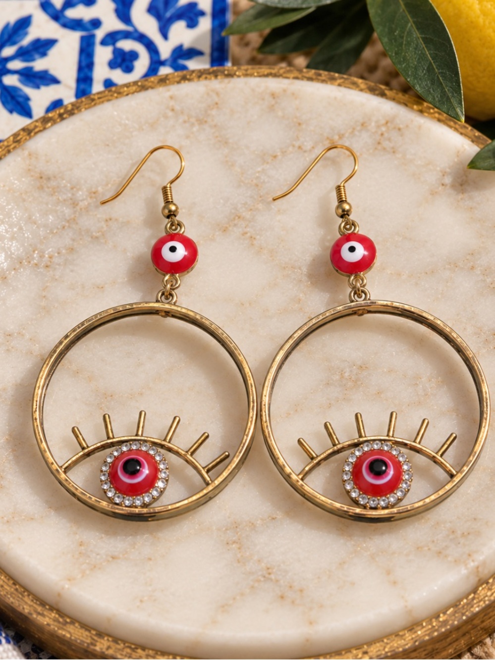Large Evil Eye Drop Earrings